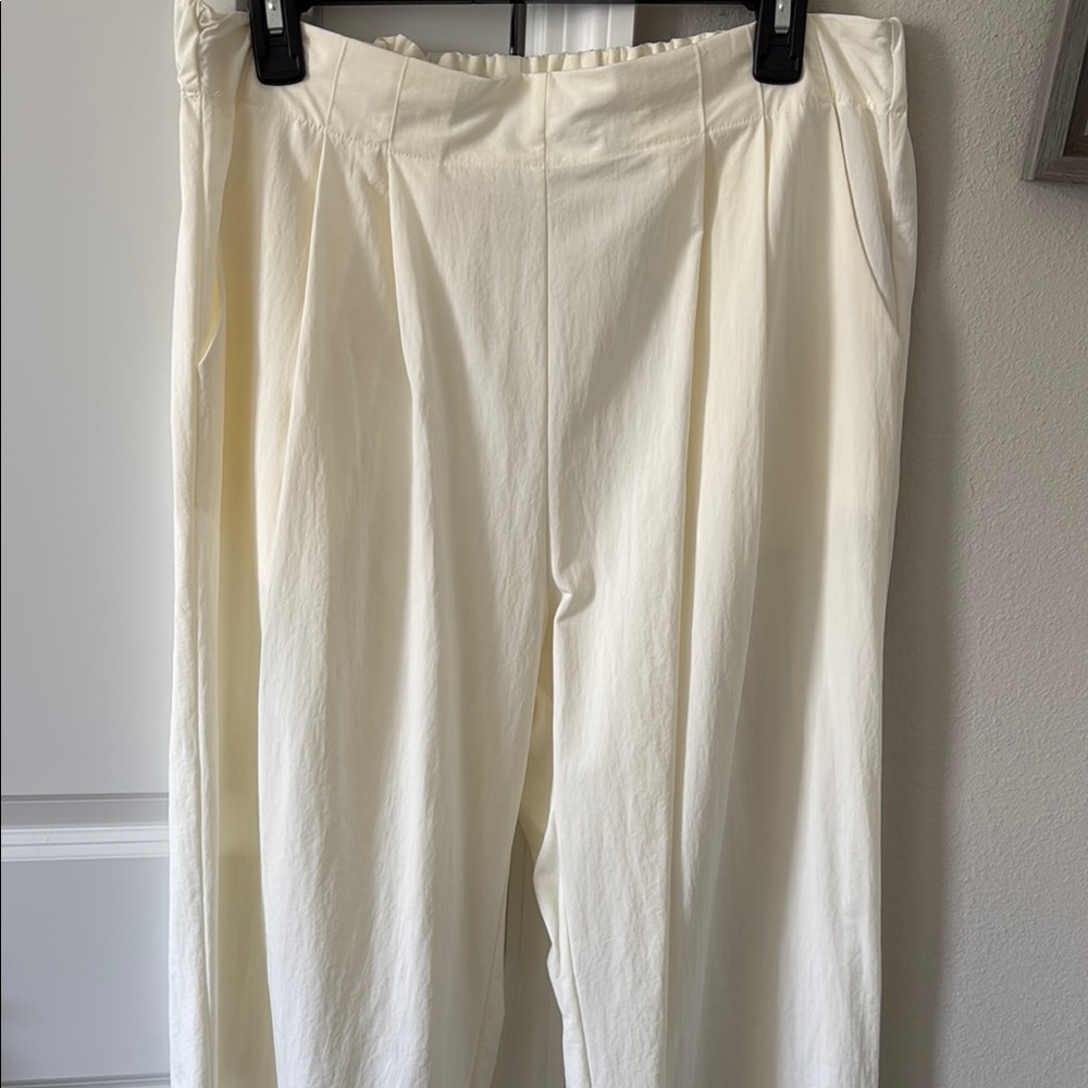Anthropologie Cream Wide Leg Pants